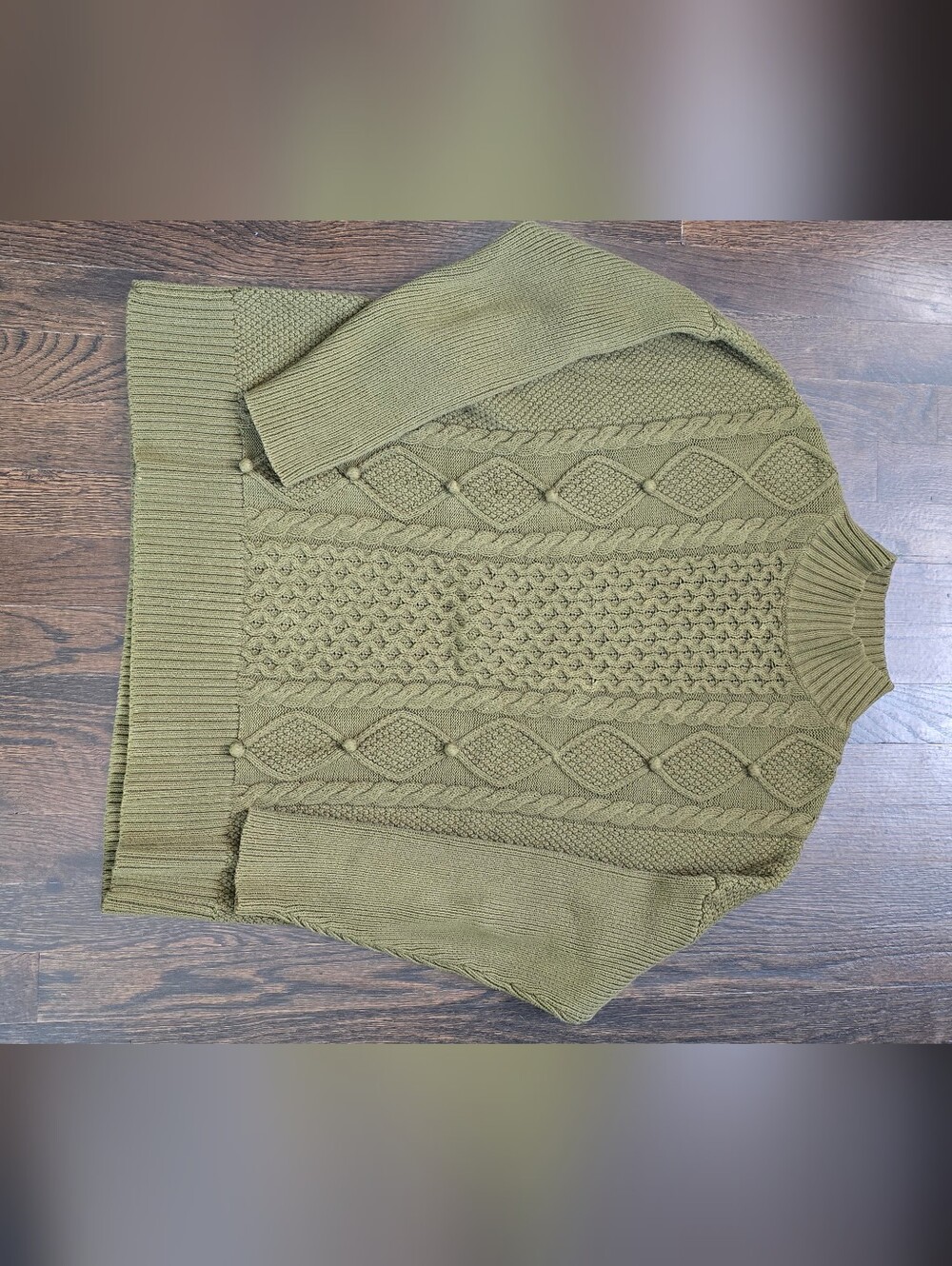 J. Crew Olive Cable-Knit Cowl Sweater